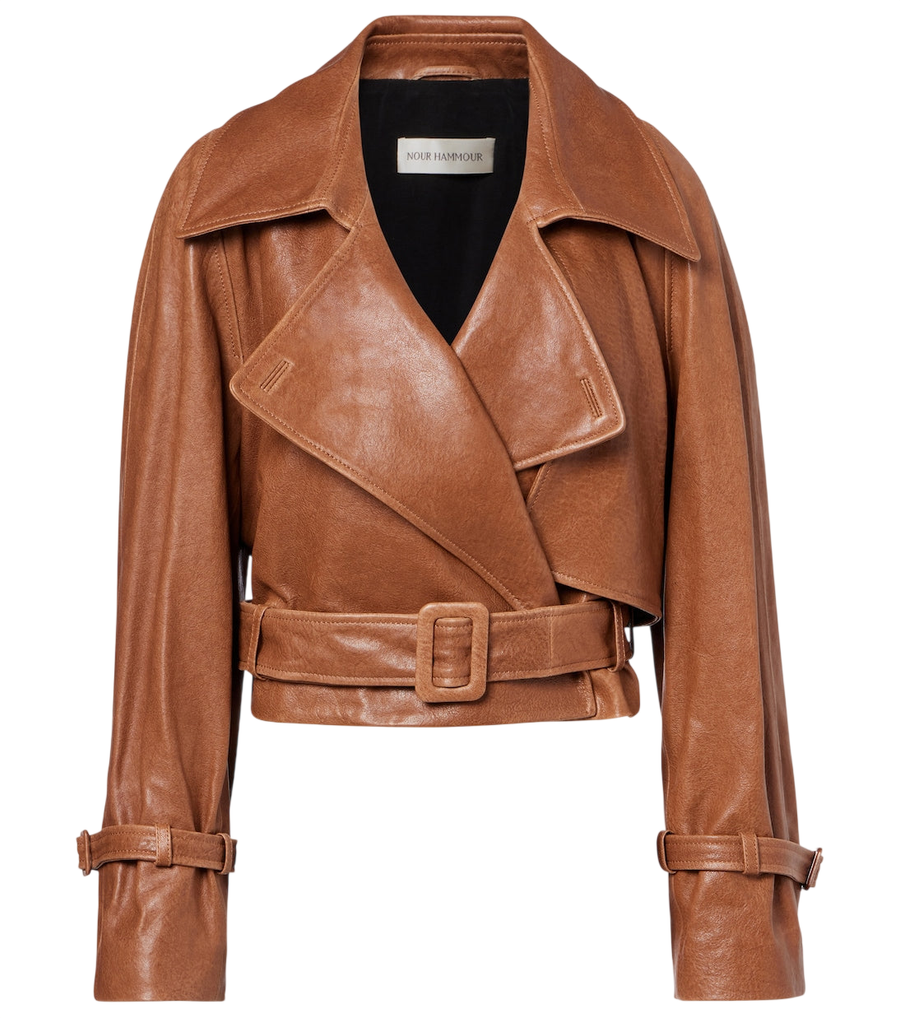 Nour Hammour Hatti cropped leather biker jacket