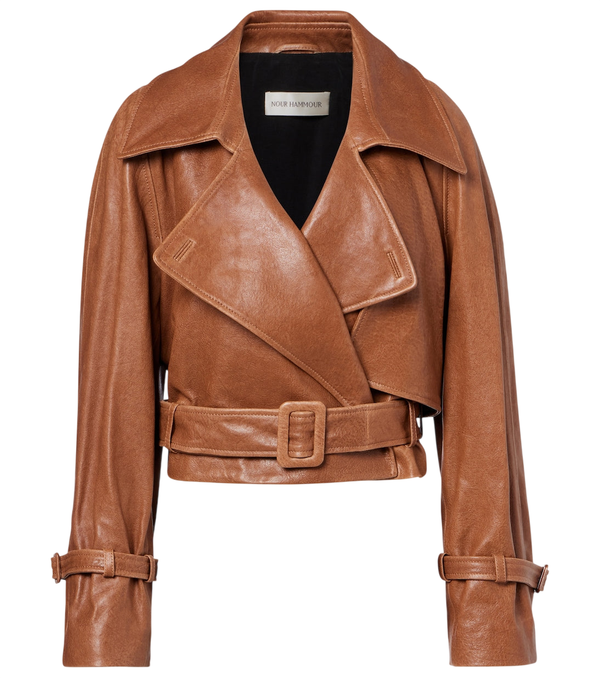 Nour Hammour Hatti cropped leather biker jacket