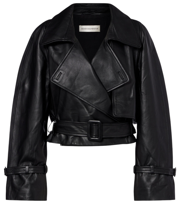 Nour Hammour Hatti cropped leather jacket