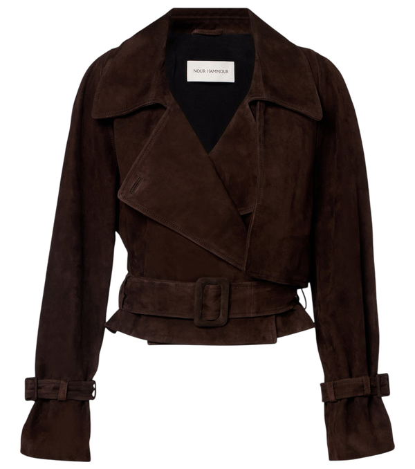 Nour Hammour Hatti cropped suede jacket