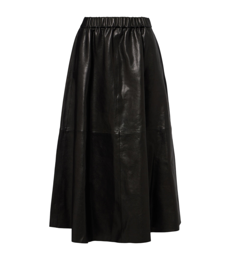 Jupe midi en cuir Lenly de Nour Hammour