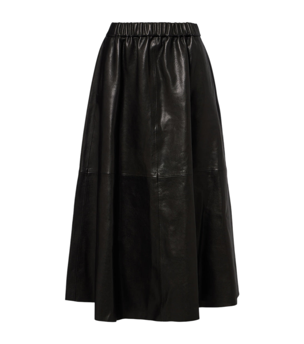 Jupe midi en cuir Lenly de Nour Hammour