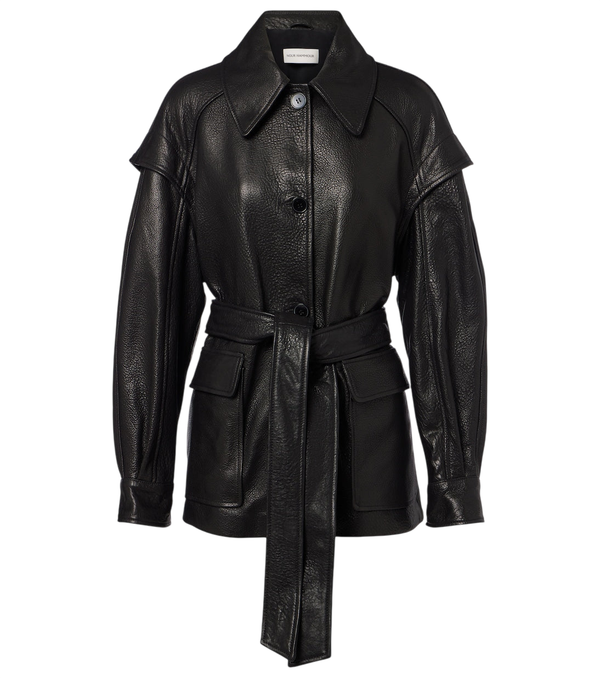 Nour Hammour Perrin belted leather jacket