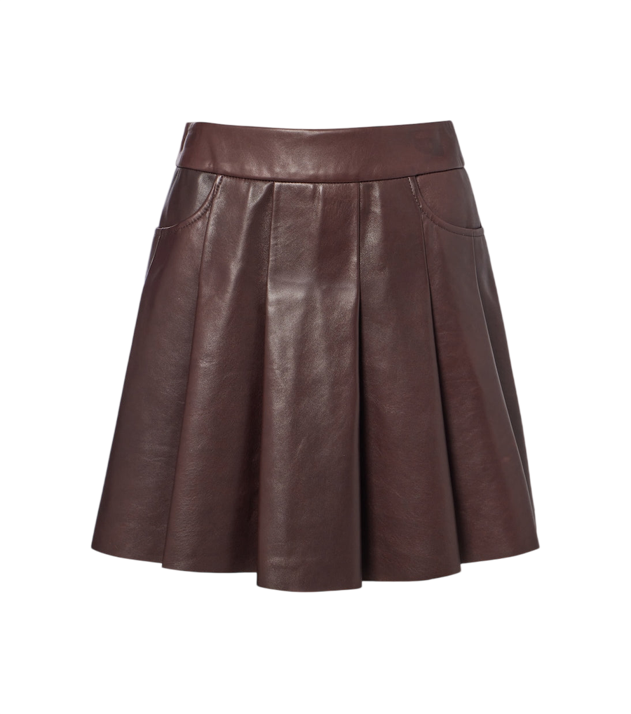 Nour Hammour Pleated leather miniskirt