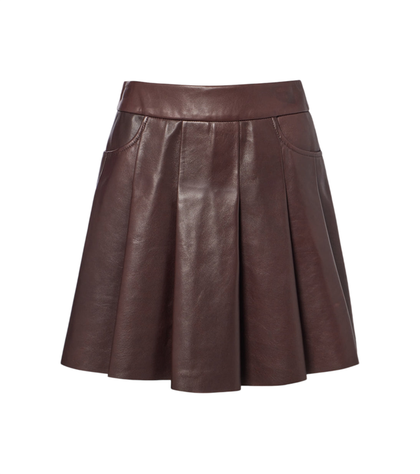 Nour Hammour Pleated leather miniskirt