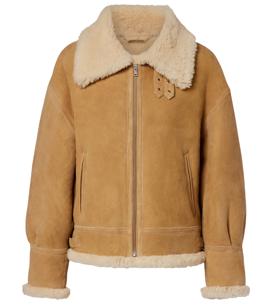 Nour Hammour Portia shearling-lined suede jacket