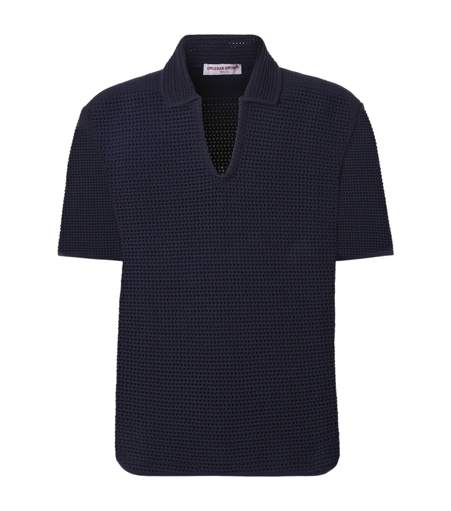 Orlebar Brown Batten crochet cotton polo shirt