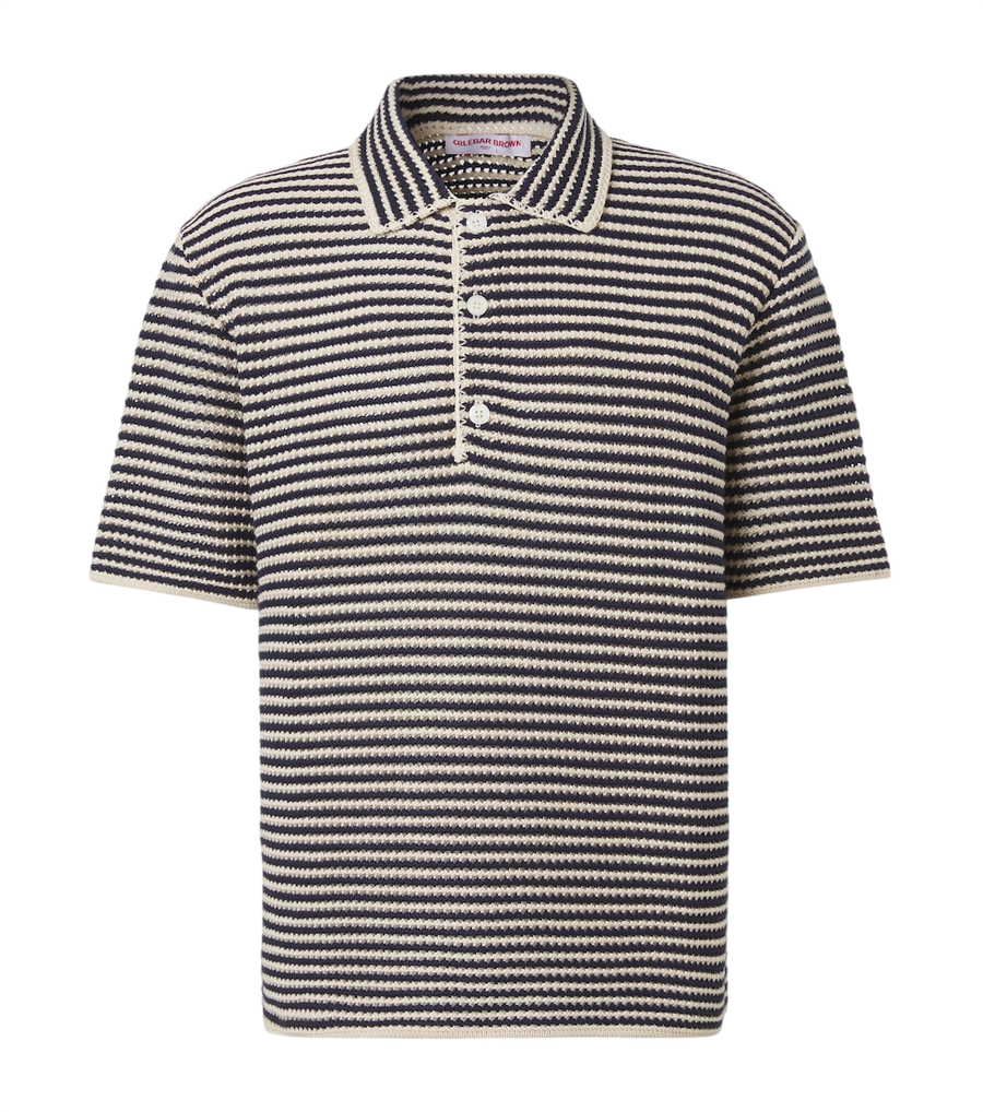Orlebar Brown Lowry striped crochet cotton polo sweater