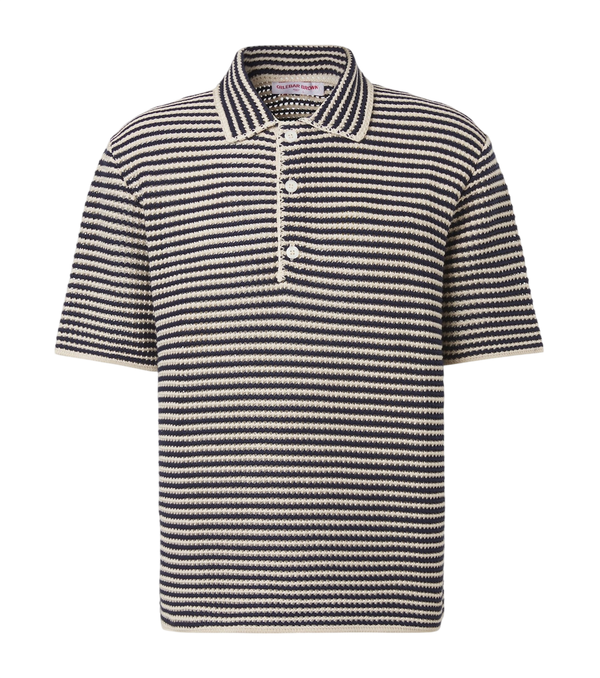 Orlebar Brown Lowry striped crochet cotton polo sweater