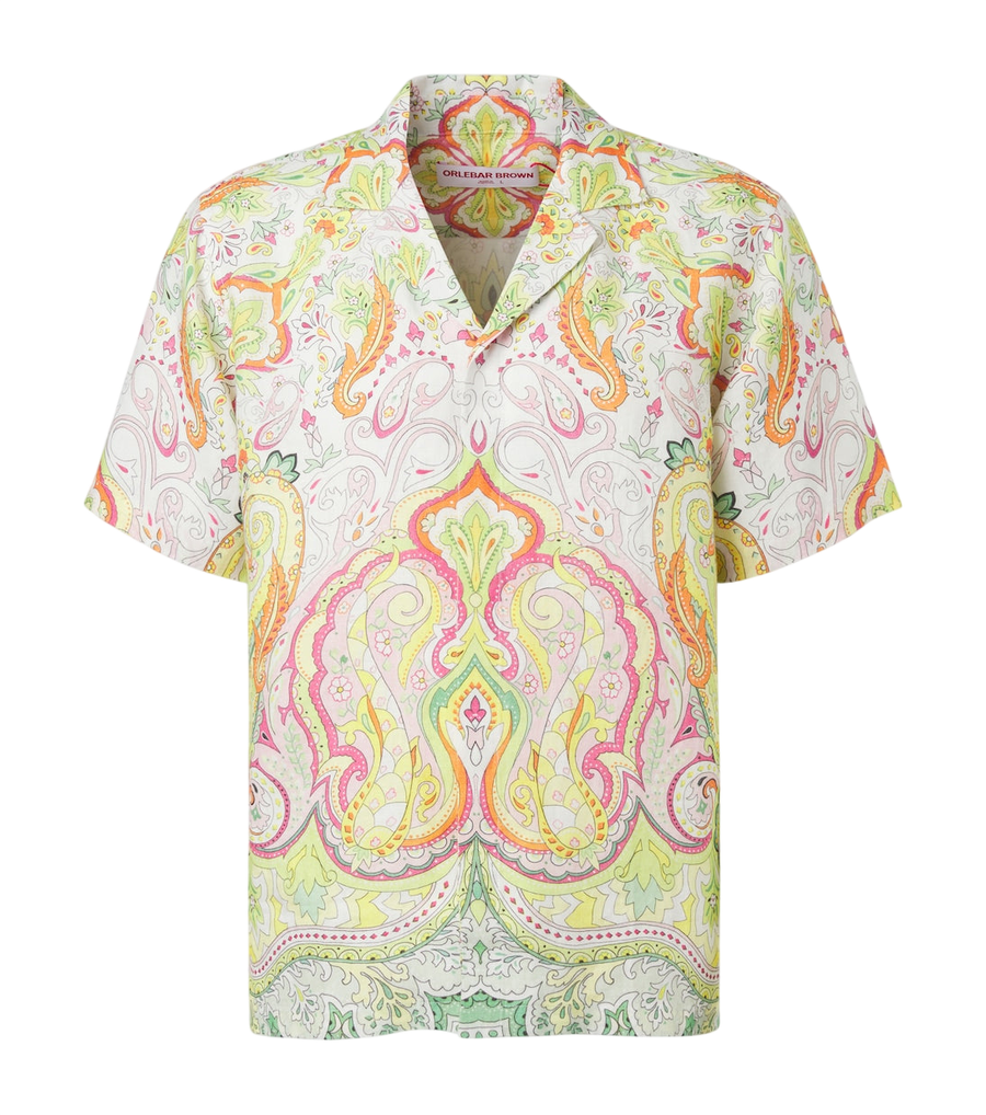 Orlebar Brown Maitan printed linen bowling shirt