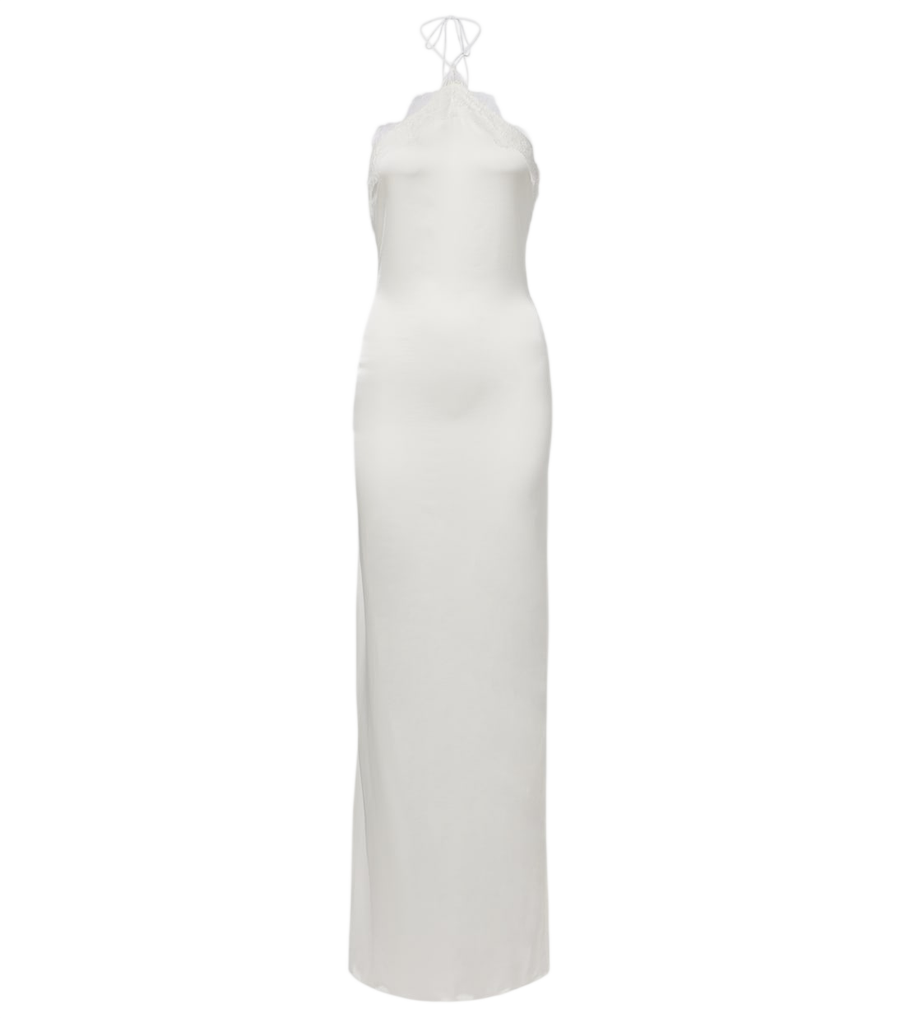 Oséree Bridal lace-trimmed satin maxi dress