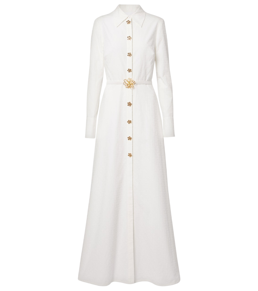 Oscar de la Renta Belted cotton poplin shirt dress