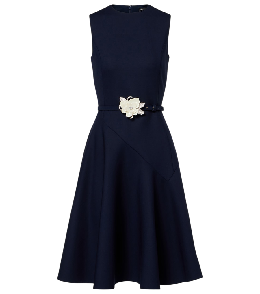 Oscar de la Renta Belted wool-blend midi dress