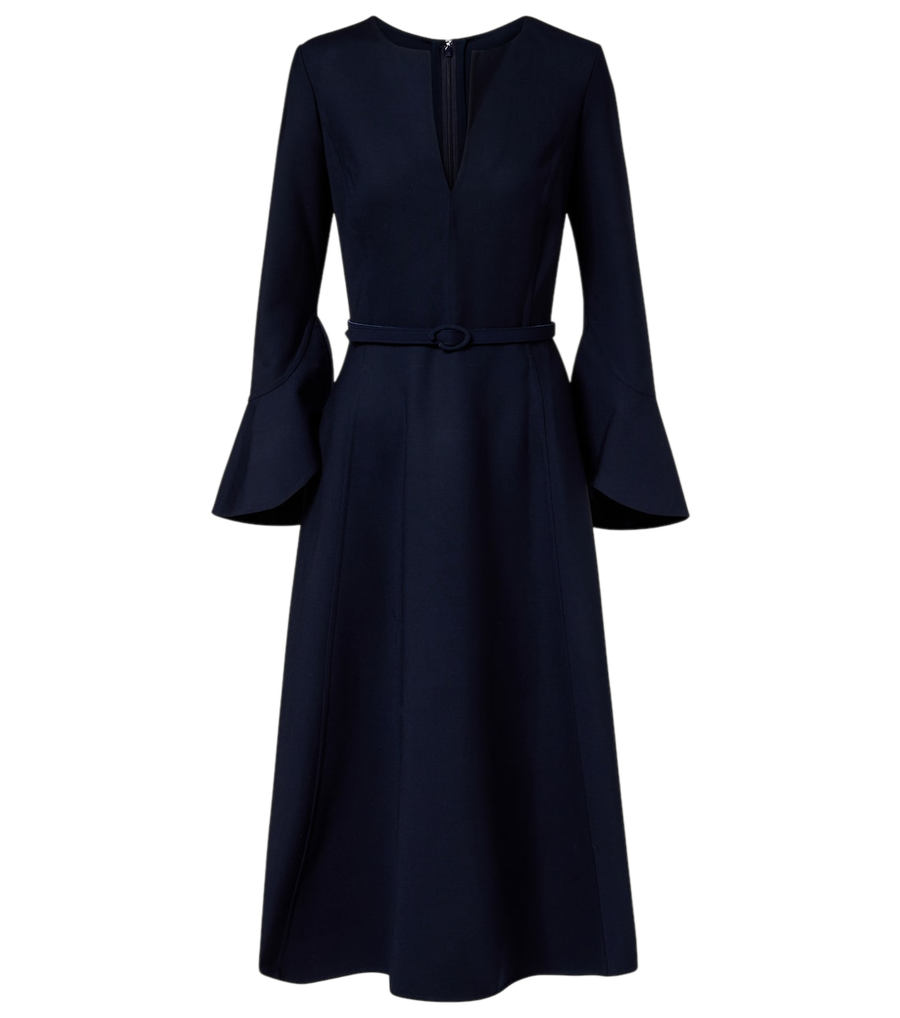 Oscar de la Renta Belted wool-blend midi dress