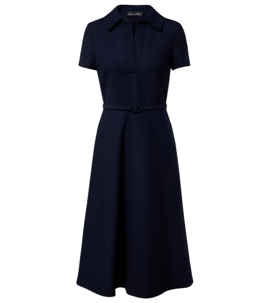 Oscar de la Renta Belted wool-blend midi dress