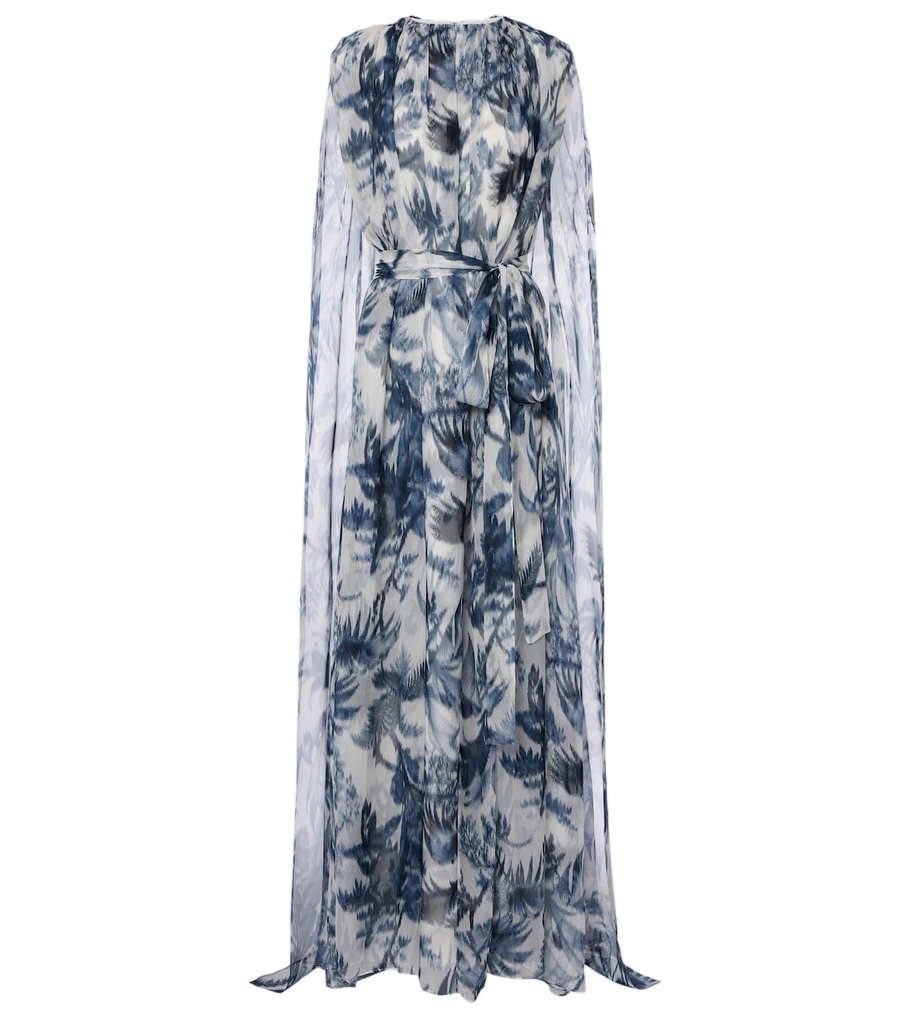 Robe en soie à cape Oscar de la Renta