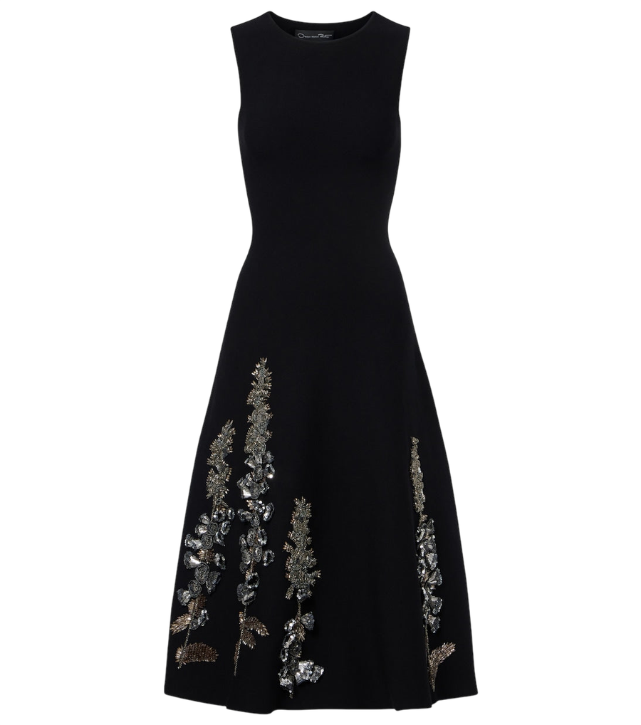 Oscar de la Renta Embellished jacquard midi dress