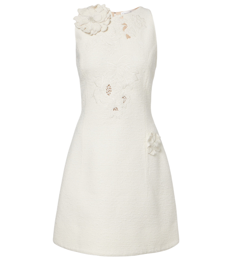 Mini-robe Oscar de la Renta en tweed brodé de coton mélangé