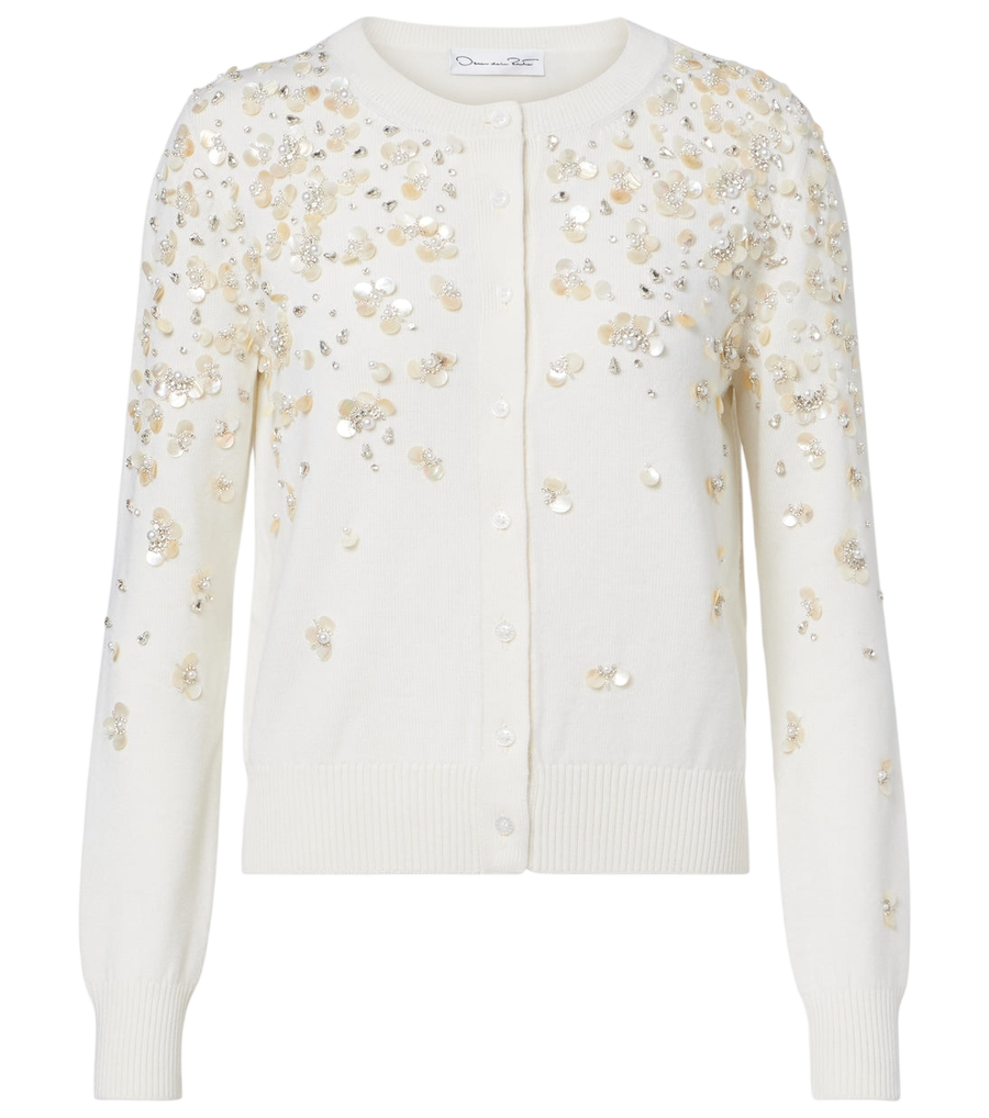 Oscar de la Renta Embroidered virgin wool cardigan