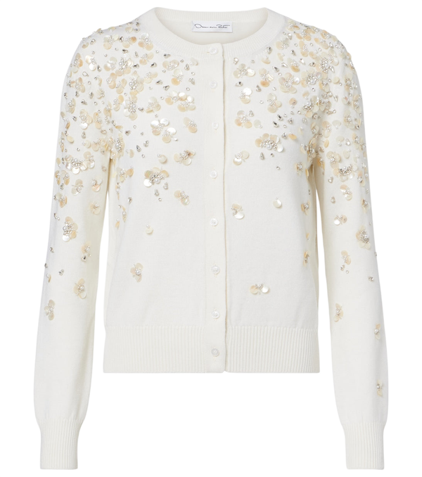 Oscar de la Renta Embroidered virgin wool cardigan