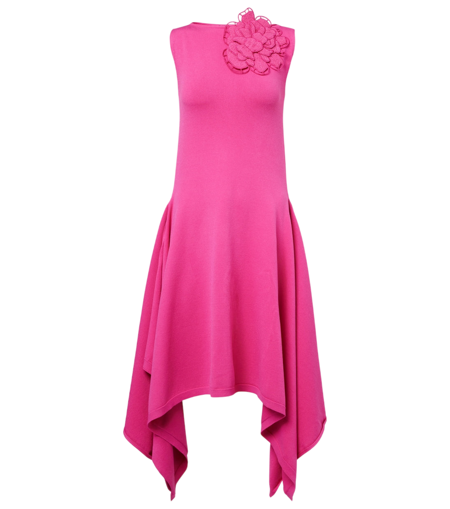 Oscar de la Renta Floral-appliqué asymmetric cocktail dress