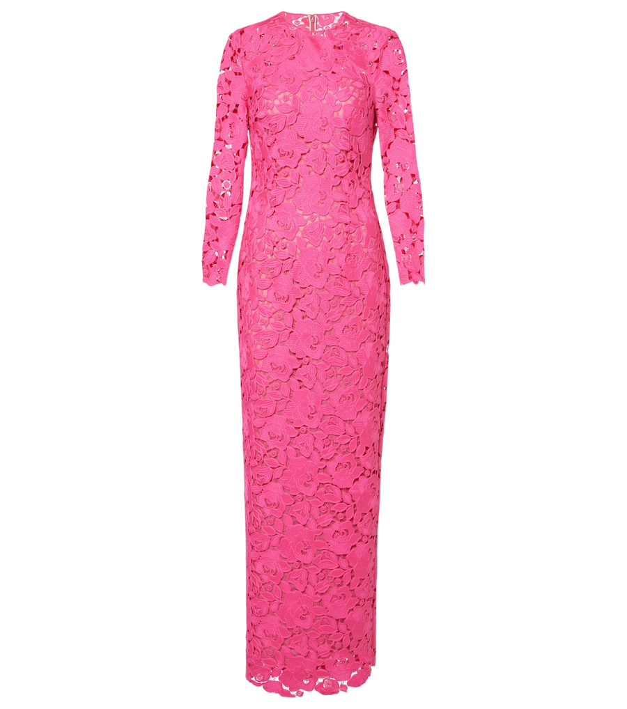 Robe asymétrique en guipure florale Oscar de la Renta