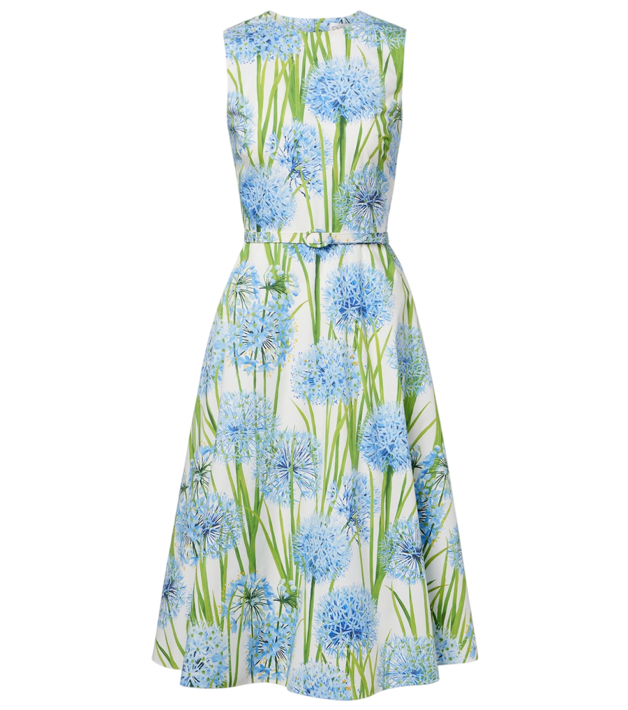 Robe midi Oscar de la Renta en popeline de coton mélangé à imprimé floral
