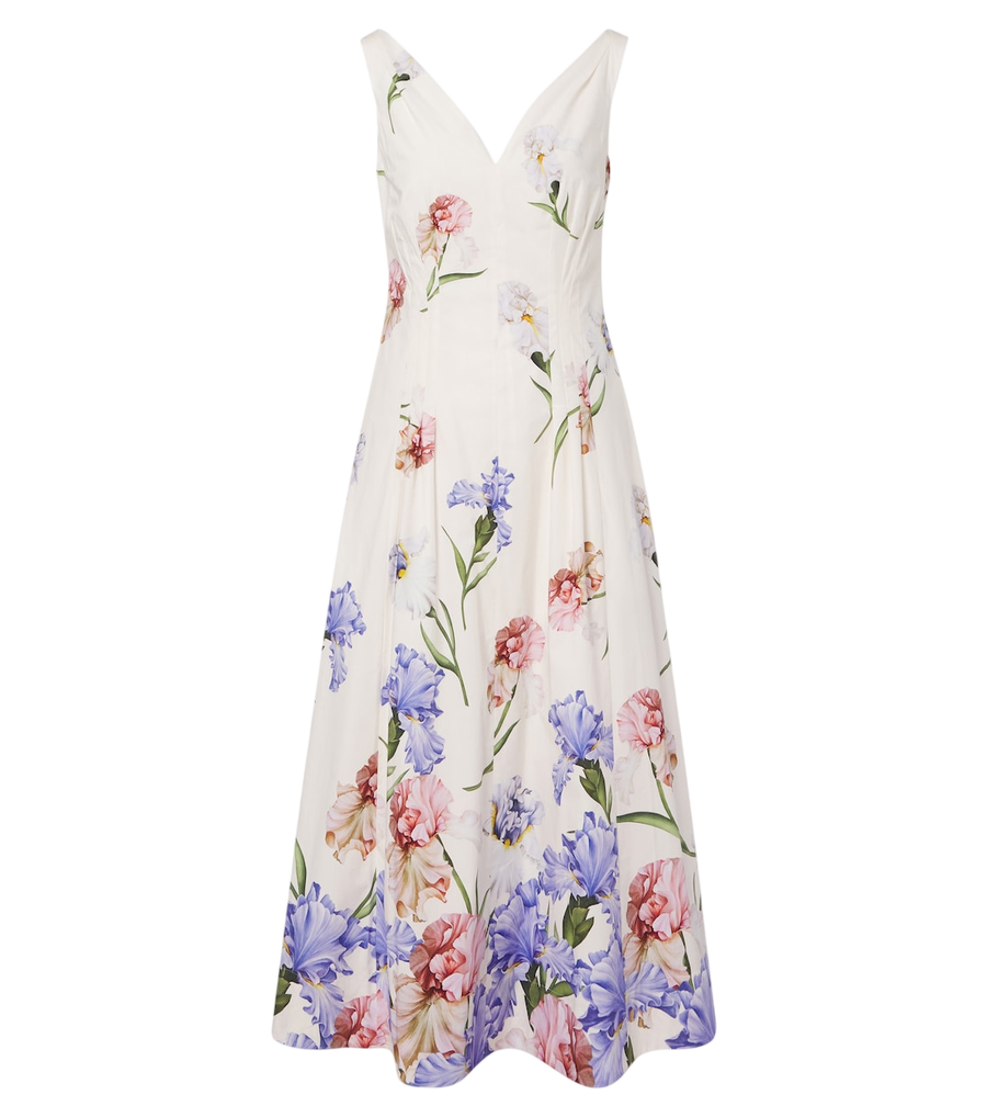 Robe de cocktail Oscar de la Renta en popeline de coton à motif floral