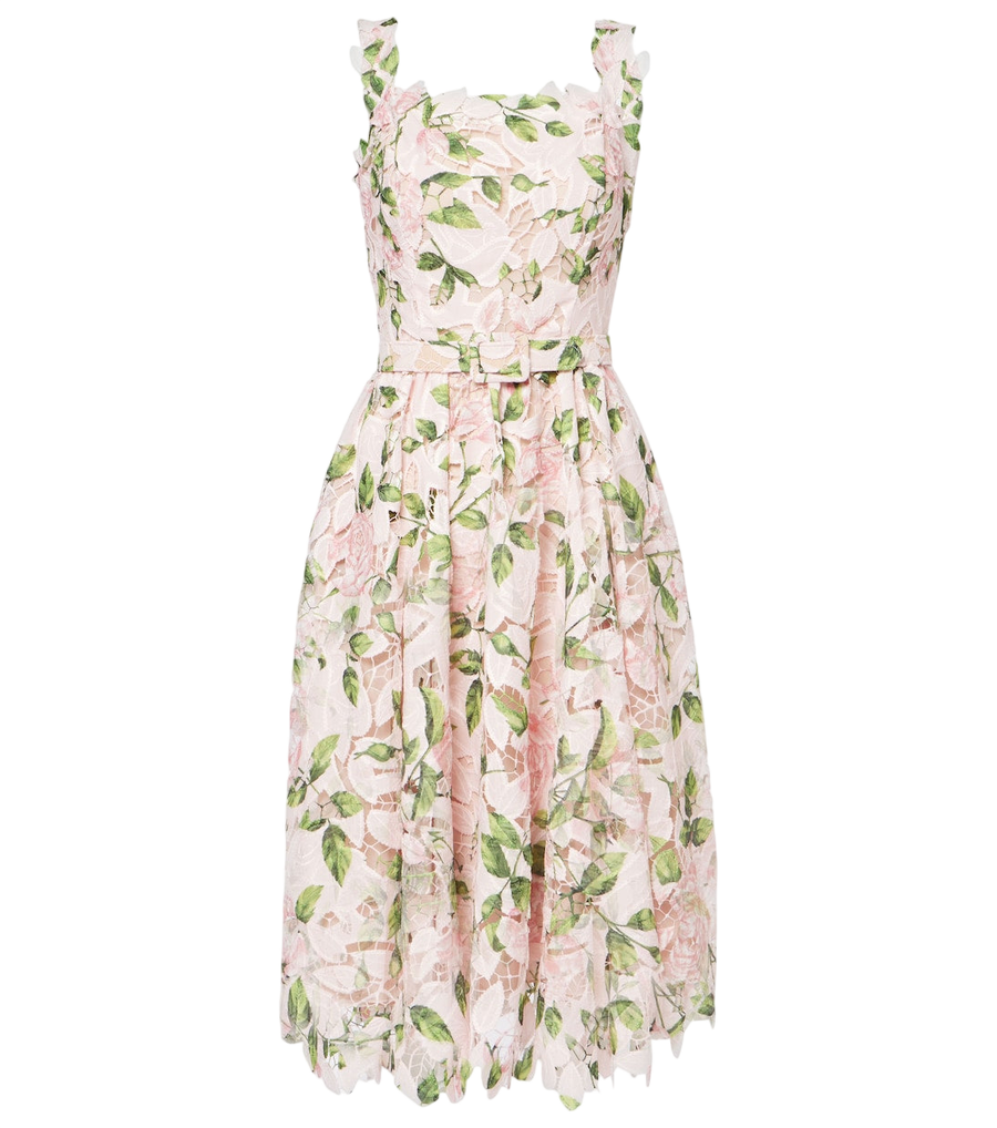 Robe de cocktail Oscar de la Renta en guipure florale