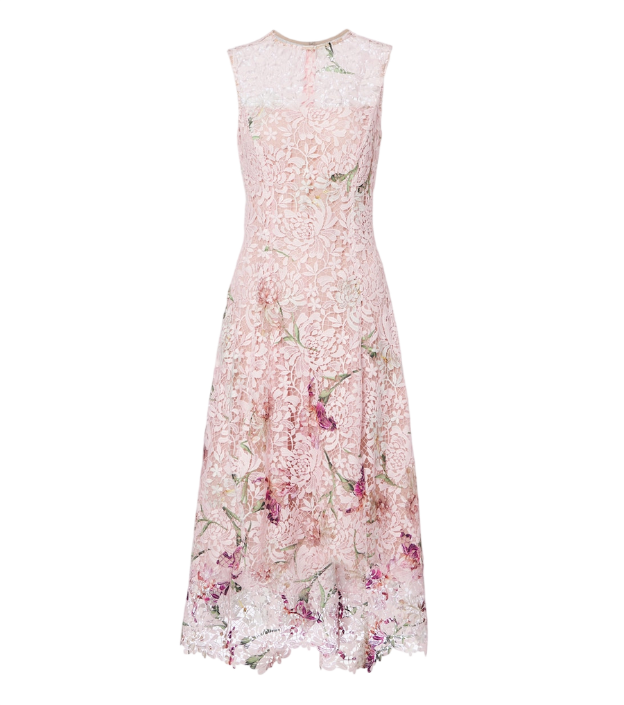 Oscar de la Renta Vestido de cocktail em renda guipura floral