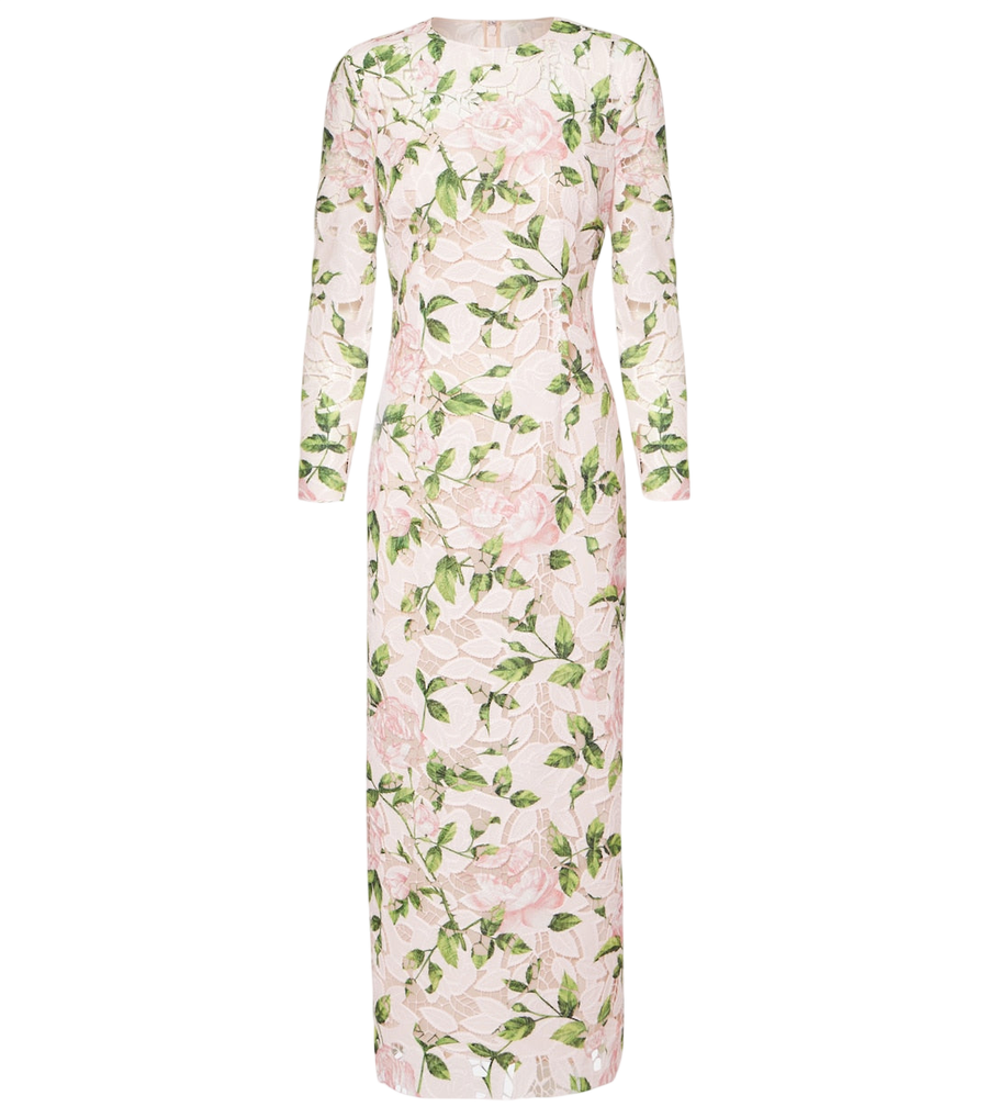 Oscar de la Renta Floral guipure lace maxi dress