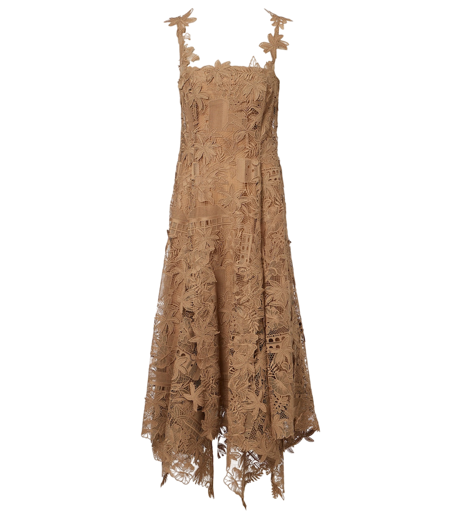 Oscar de la Renta Abito midi in pizzo guipure floreale