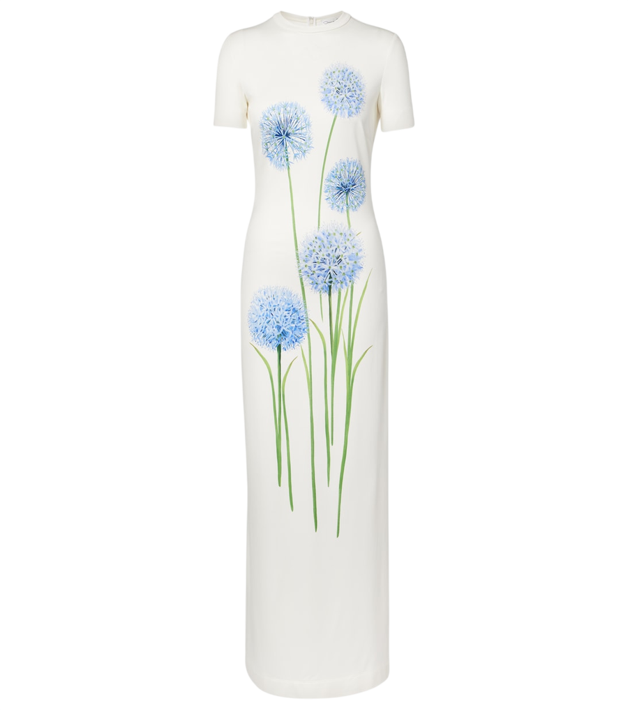 Oscar de la Renta Floral jersey cocktail dress