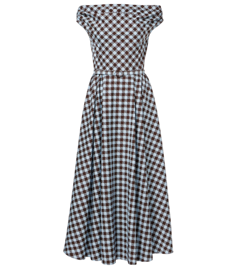 Oscar de la Renta Gingham cotton-blend midi dress