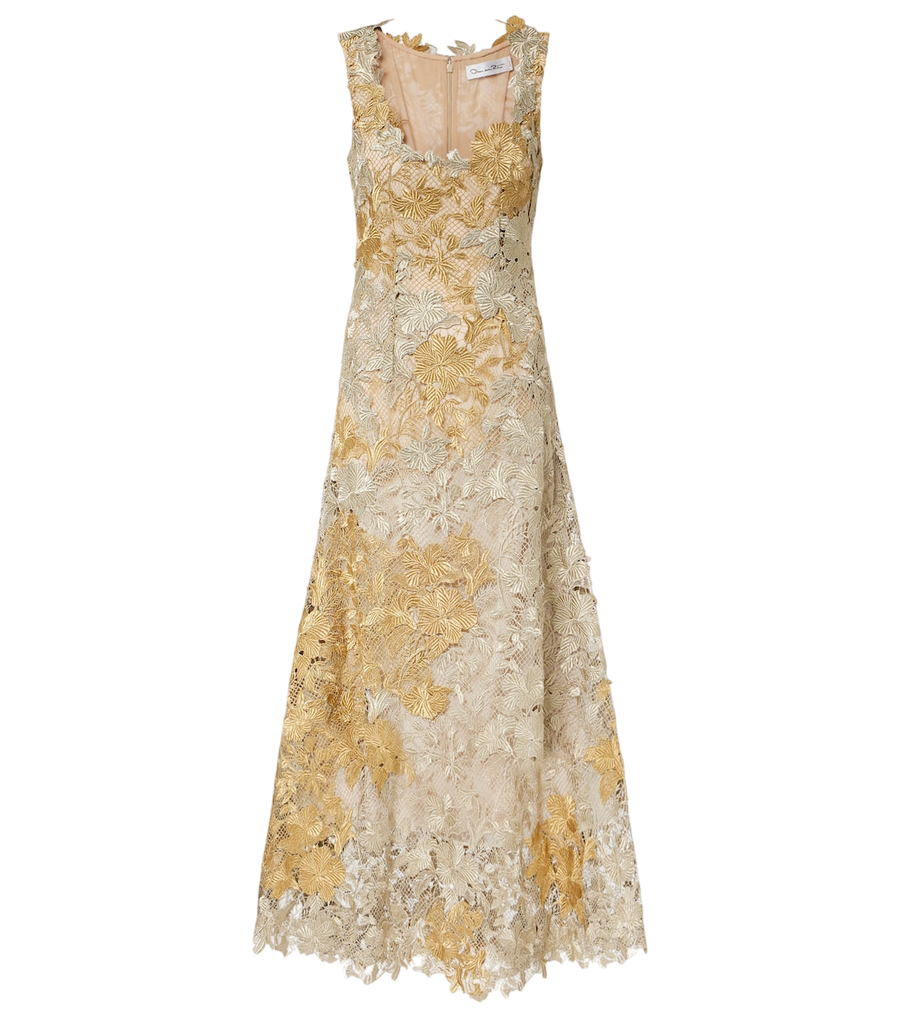 Vestido de cóctel de encaje guipur de Oscar de la Renta