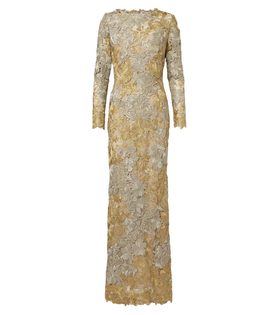 Robe en dentelle guipure hibiscus Oscar de la Renta