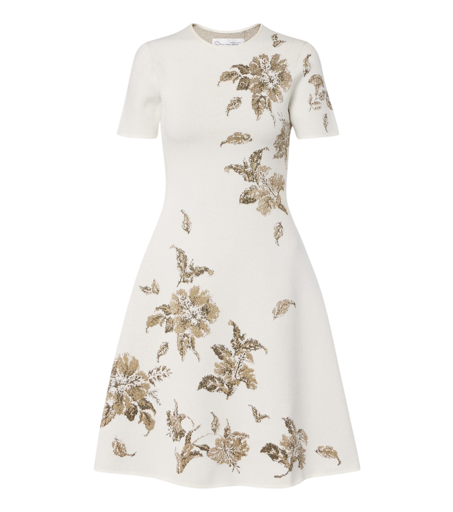 Oscar de la Renta Knitted floral jacquard minidress
