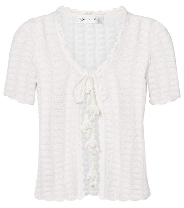Oscar de la Renta Pointelle cotton and silk cardigan