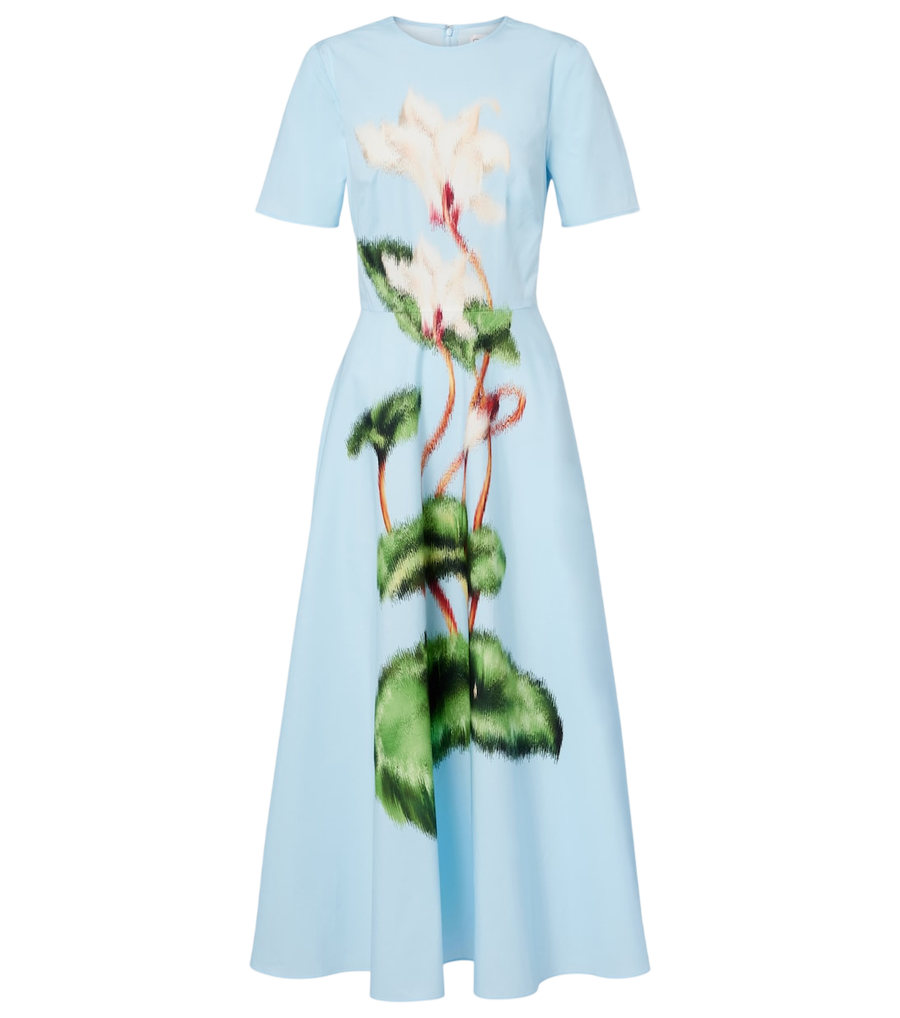 Oscar de la Renta Printed cotton-blend midi dress