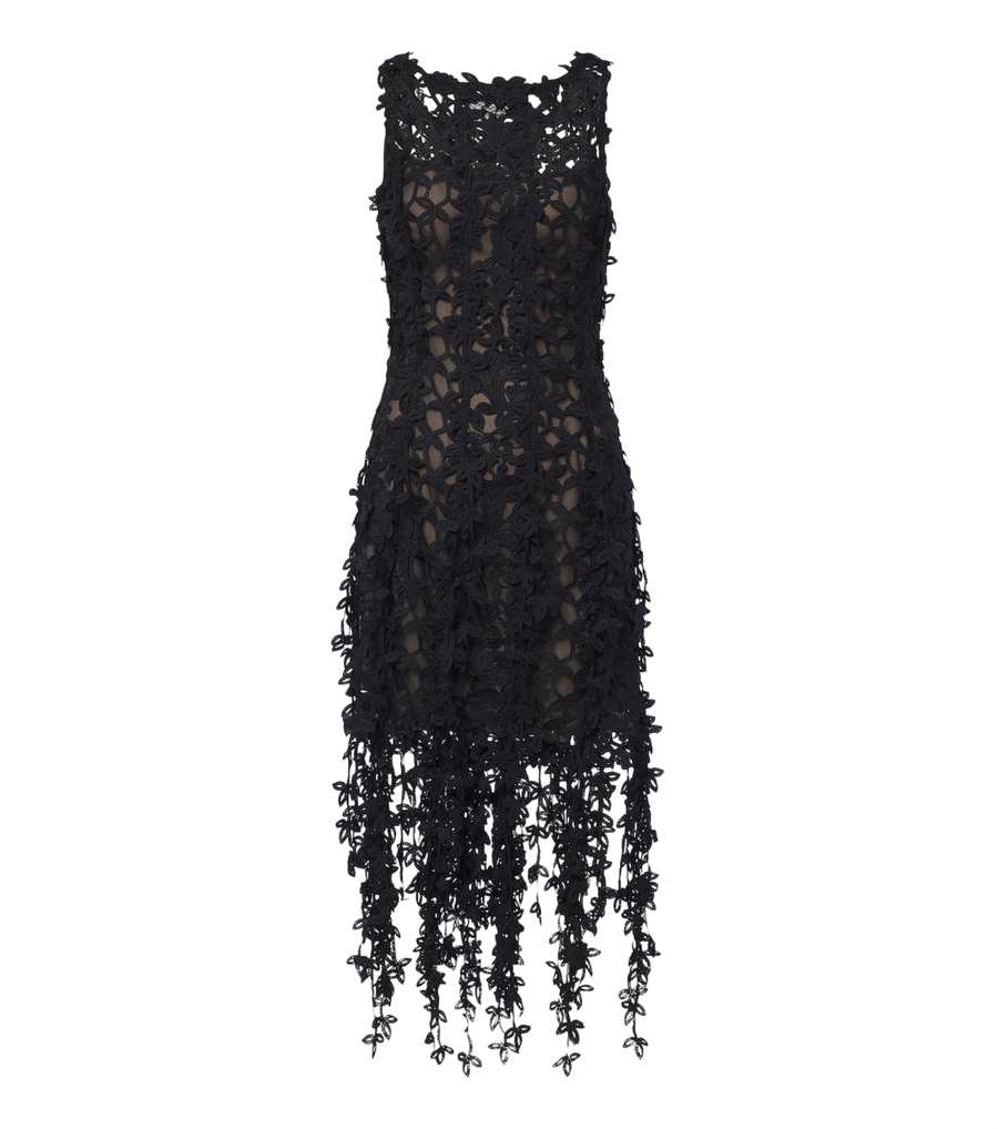 Vestido midi de Oscar de la Renta en encaje guipur semitransparente