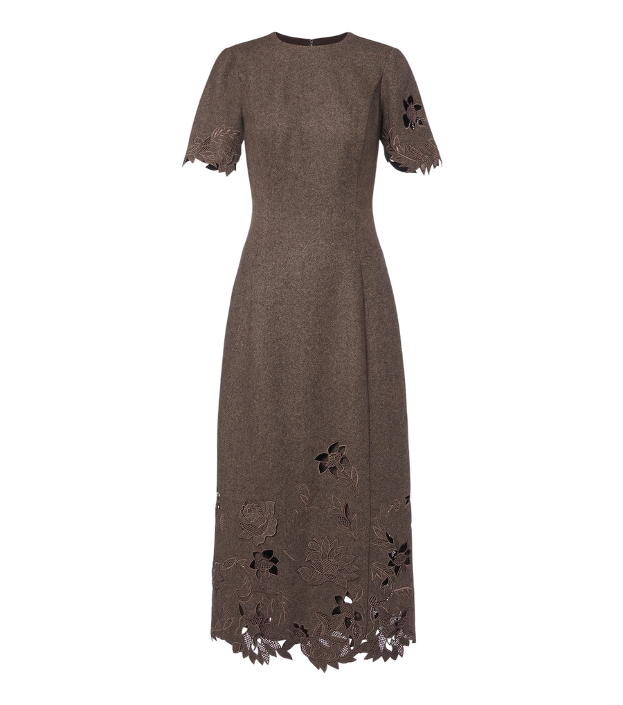 Oscar de la Renta Wool, silk, and cashmere midi dress