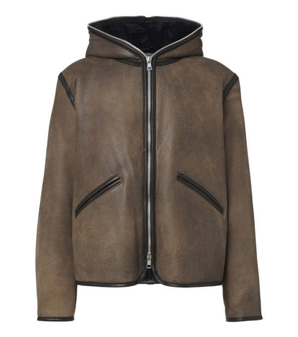 Our Legacy Hooded shearling-lined leather jacket