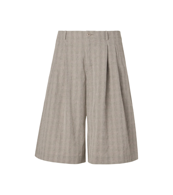 Pantalon capri Our Legacy Split en mélange de coton et lin rayé