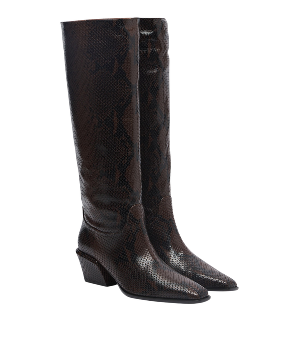 Paris Texas Bettina snake-effect leather knee-high boots