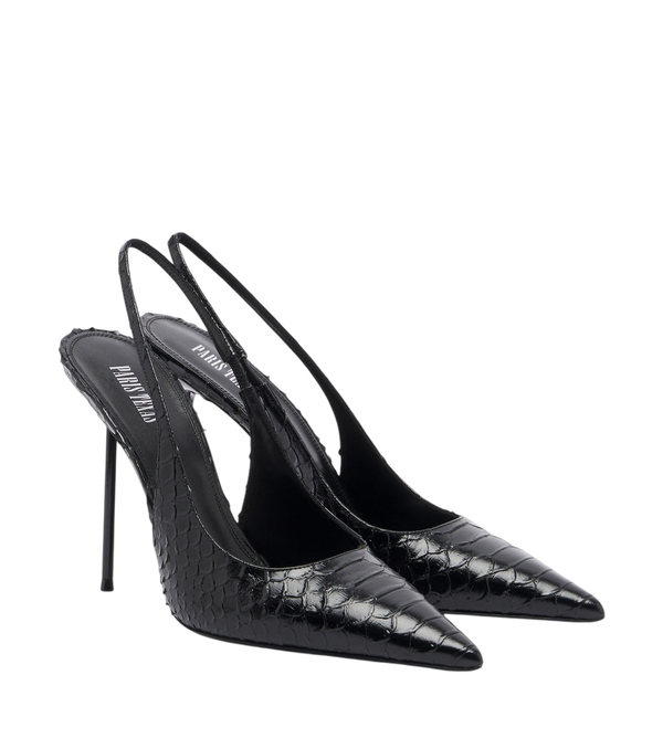 Paris Texas Lydia sapatos de salto slingback em couro com efeito crocodilo