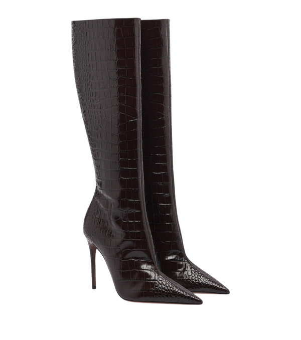 Paris Texas Vera croc-effect leather knee-high boots