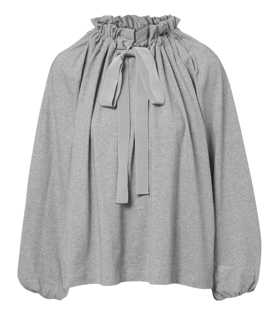 Patou Bow-detail gathered cotton jersey top