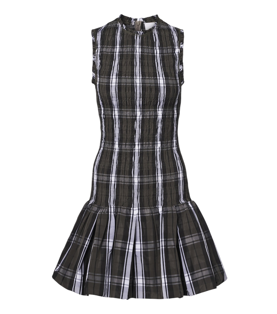 Patou Checked shirred minidress