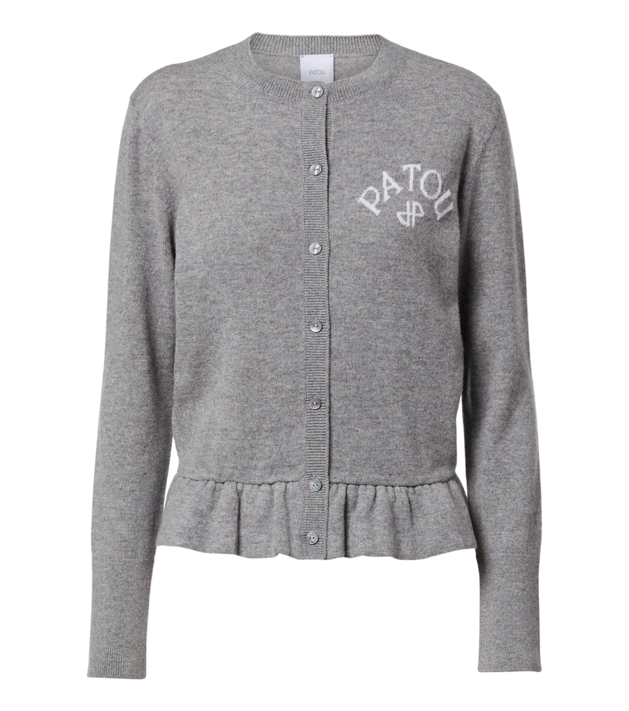 Patou Jacquard logo wool and cashmere cardigan