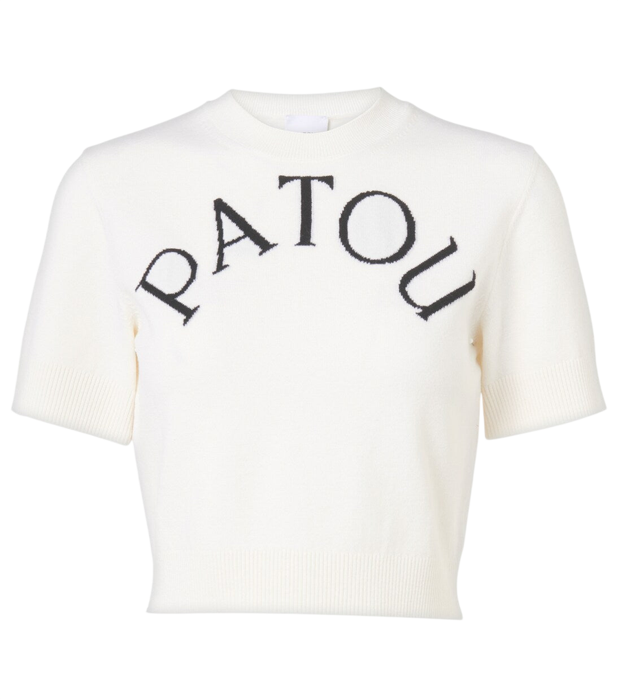 Patou Logo jacquard wool-blend crop top